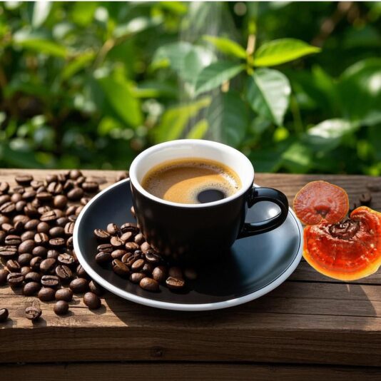 Gbr Secangkir kopi dan Jamur Lingzhi II